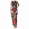 Dolphins Tank Maxi Dress The Scream of Lightning Eyes - Indigenous Dot Ripping Effect