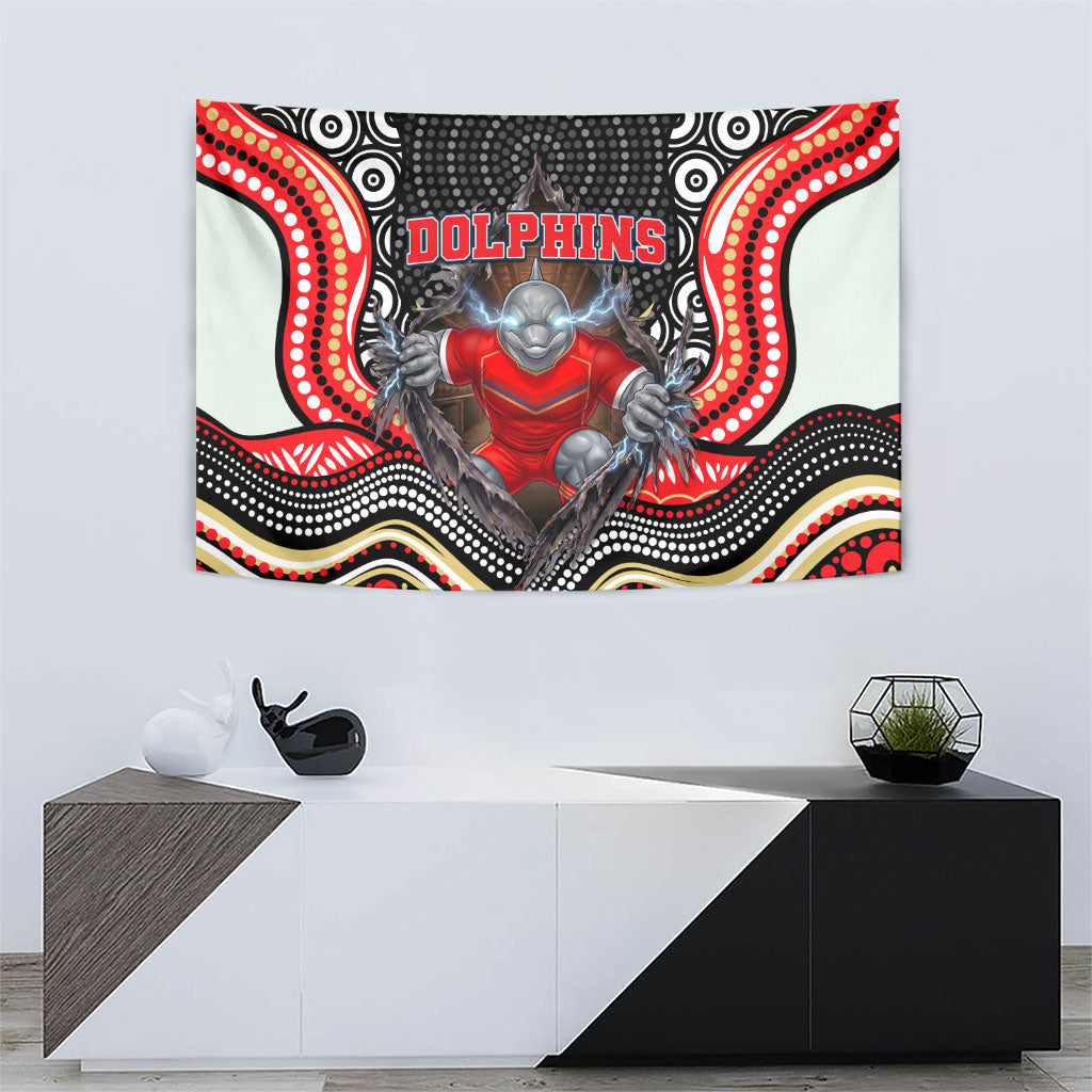 Dolphins Tapestry The Scream of Lightning Eyes - Indigenous Dot Ripping Effect