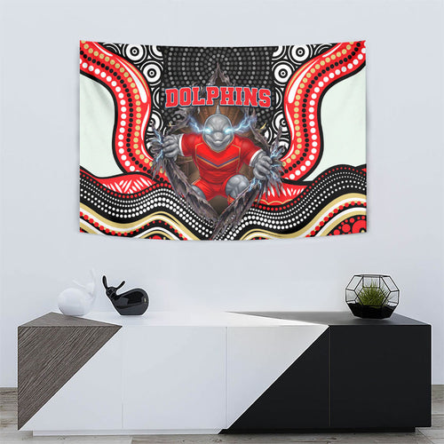 Dolphins Tapestry The Scream of Lightning Eyes - Indigenous Dot Ripping Effect