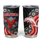 Dolphins Tumbler Cup The Scream of Lightning Eyes - Indigenous Dot Ripping Effect