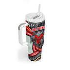 Dolphins Tumbler With Handle The Scream of Lightning Eyes - Indigenous Dot Ripping Effect