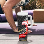 Dolphins Tumbler With Handle The Scream of Lightning Eyes - Indigenous Dot Ripping Effect