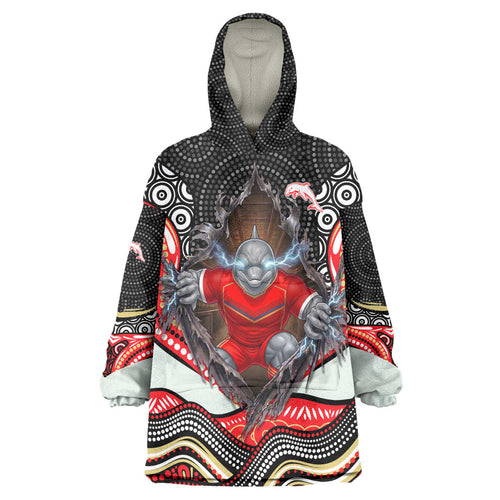 Dolphins Wearable Blanket Hoodie The Scream of Lightning Eyes - Indigenous Dot Ripping Effect
