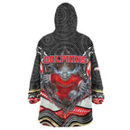 Dolphins Wearable Blanket Hoodie The Scream of Lightning Eyes - Indigenous Dot Ripping Effect
