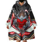 Dolphins Wearable Blanket Hoodie The Scream of Lightning Eyes - Indigenous Dot Ripping Effect