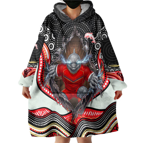 Dolphins Wearable Blanket Hoodie The Scream of Lightning Eyes - Indigenous Dot Ripping Effect