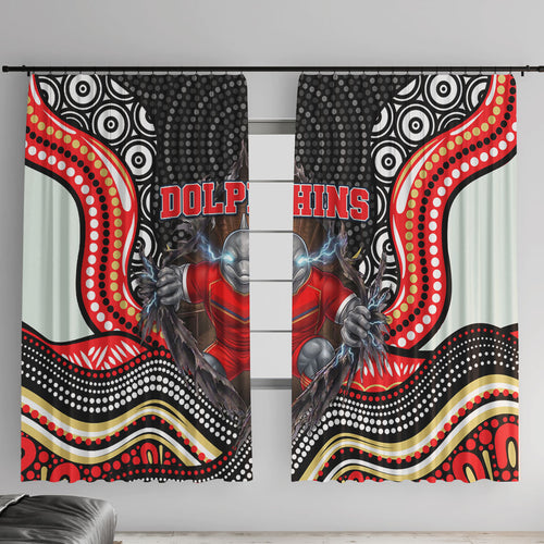 Dolphins Window Curtain The Scream of Lightning Eyes - Indigenous Dot Ripping Effect