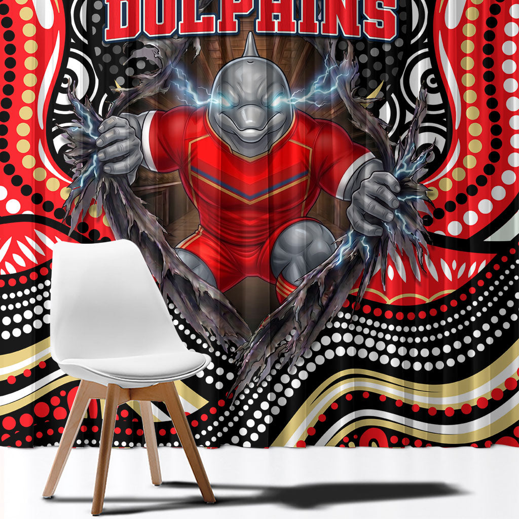 Dolphins Window Curtain The Scream of Lightning Eyes - Indigenous Dot Ripping Effect