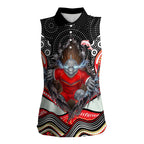 Dolphins Women Sleeveless Polo Shirt The Scream of Lightning Eyes - Indigenous Dot Ripping Effect