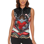 Dolphins Women Sleeveless Polo Shirt The Scream of Lightning Eyes - Indigenous Dot Ripping Effect