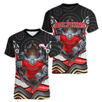 Dolphins Women V-Neck T-Shirt The Scream of Lightning Eyes - Indigenous Dot Ripping Effect
