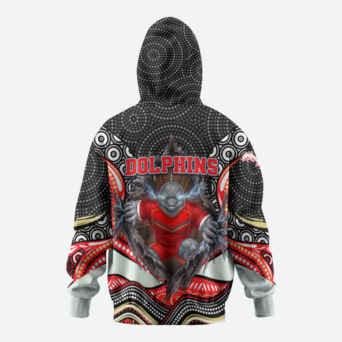Dolphins Zip Hoodie The Scream of Lightning Eyes - Indigenous Dot Ripping Effect
