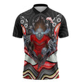 Dolphins Zipper Polo Shirt The Scream of Lightning Eyes - Indigenous Dot Ripping Effect