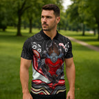 Dolphins Zipper Polo Shirt The Scream of Lightning Eyes - Indigenous Dot Ripping Effect
