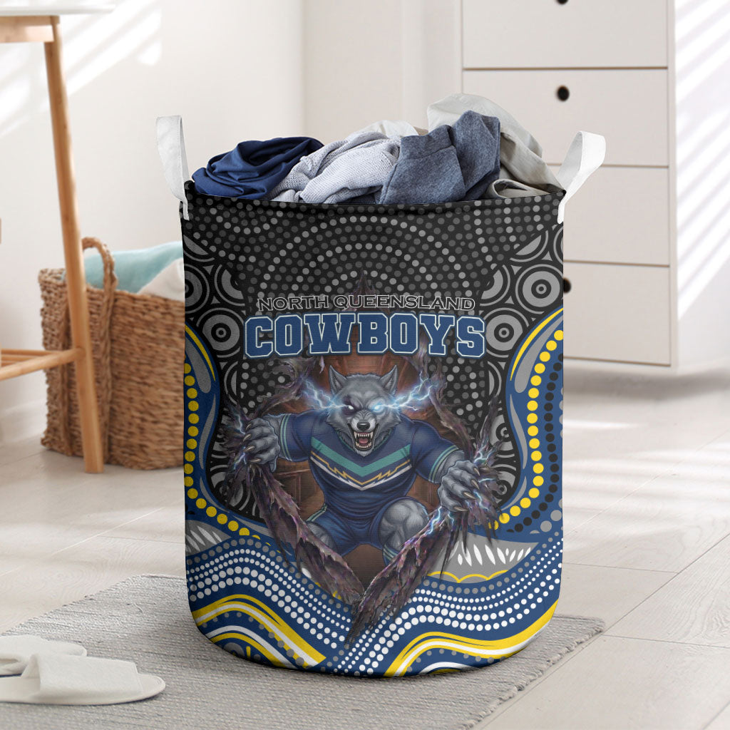 North Queensland Cowboys Laundry Basket The Scream of Lightning Eyes - Indigenous Dot Ripping Effect