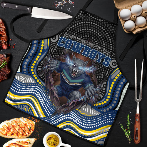 North Queensland Cowboys Apron The Scream of Lightning Eyes - Indigenous Dot Ripping Effect