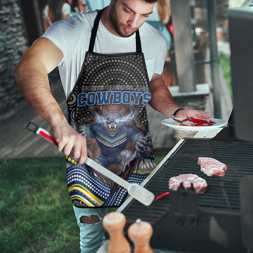 North Queensland Cowboys Apron The Scream of Lightning Eyes - Indigenous Dot Ripping Effect
