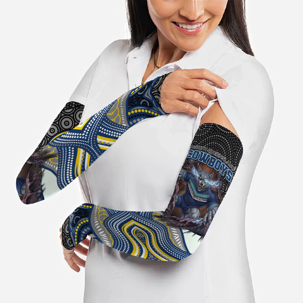 North Queensland Cowboys Arm Sleeves The Scream of Lightning Eyes - Indigenous Dot Ripping Effect