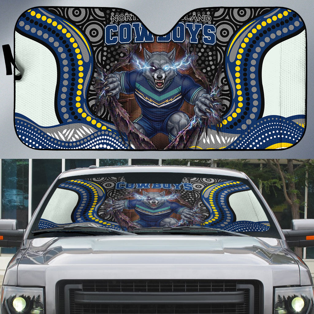 North Queensland Cowboys Auto Sun Shade The Scream of Lightning Eyes - Indigenous Dot Ripping Effect