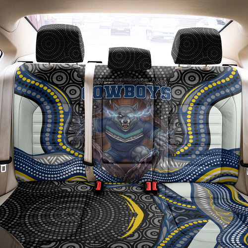 North Queensland Cowboys Back Car Seat Cover The Scream of Lightning Eyes - Indigenous Dot Ripping Effect