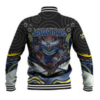North Queensland Cowboys Baseball Jacket The Scream of Lightning Eyes - Indigenous Dot Ripping Effect