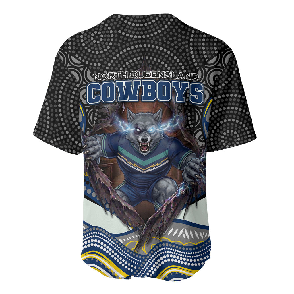 North Queensland Cowboys Baseball Jersey The Scream of Lightning Eyes - Indigenous Dot Ripping Effect