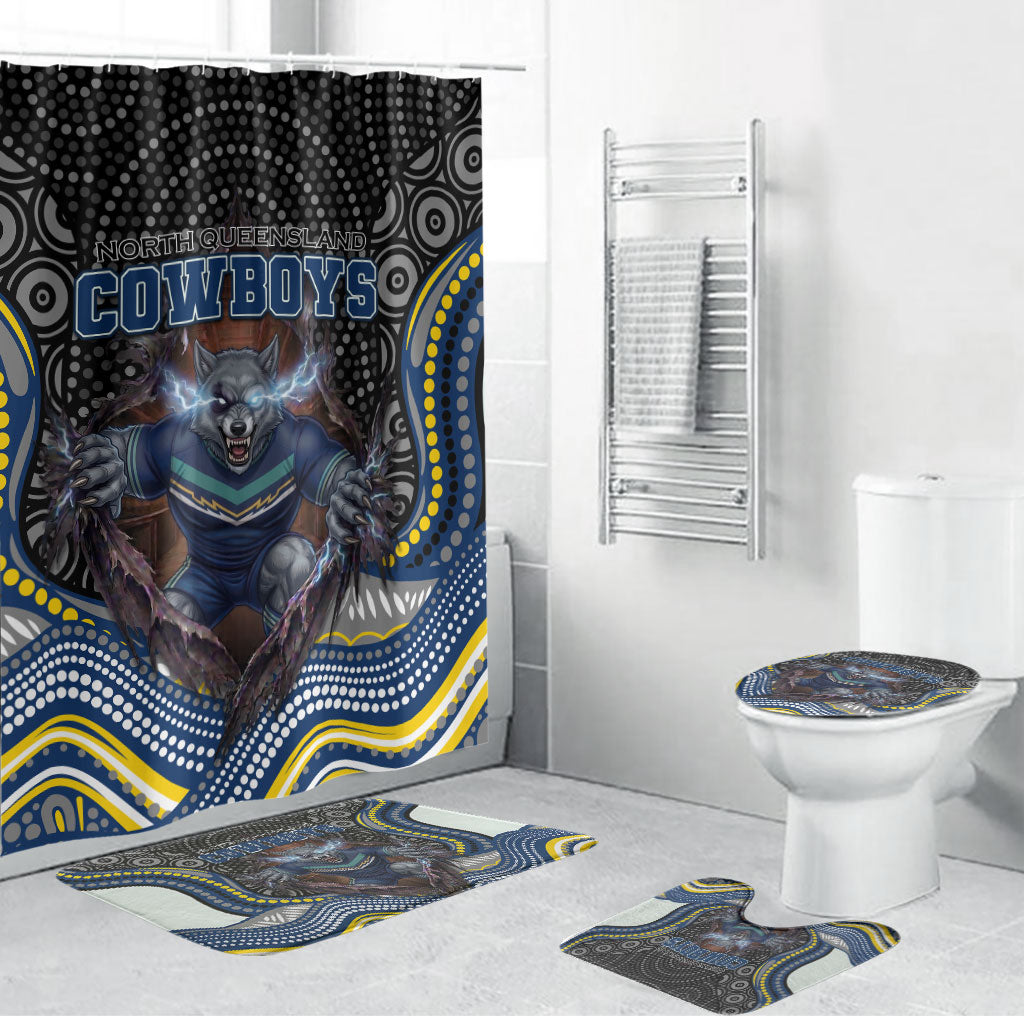 North Queensland Cowboys Bathroom Set The Scream of Lightning Eyes - Indigenous Dot Ripping Effect