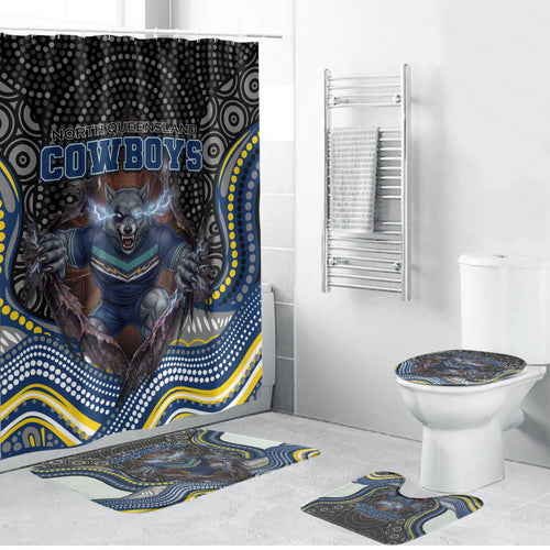 North Queensland Cowboys Bathroom Set The Scream of Lightning Eyes - Indigenous Dot Ripping Effect