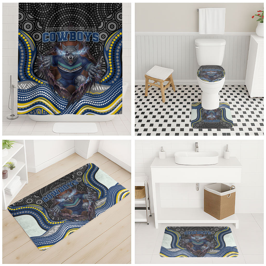 North Queensland Cowboys Bathroom Set The Scream of Lightning Eyes - Indigenous Dot Ripping Effect