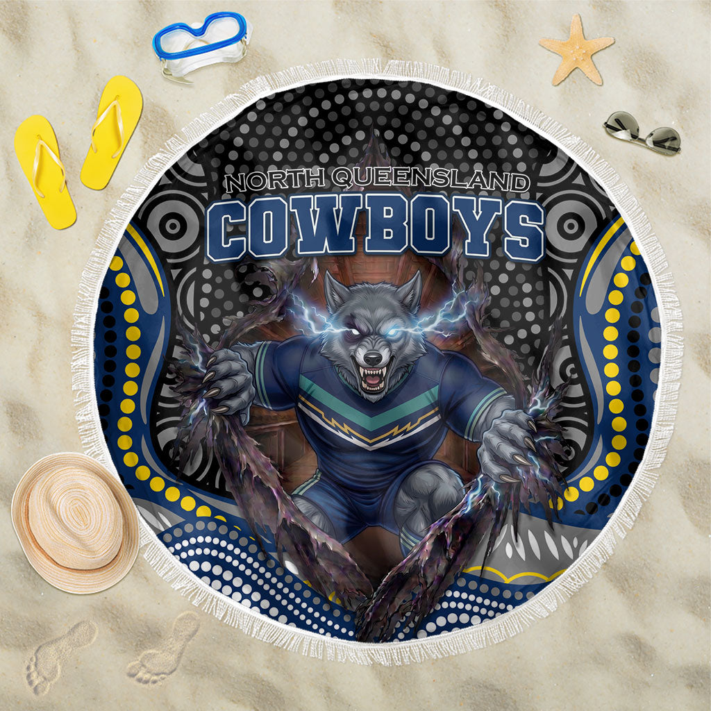 North Queensland Cowboys Beach Blanket The Scream of Lightning Eyes - Indigenous Dot Ripping Effect