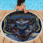 North Queensland Cowboys Beach Blanket The Scream of Lightning Eyes - Indigenous Dot Ripping Effect