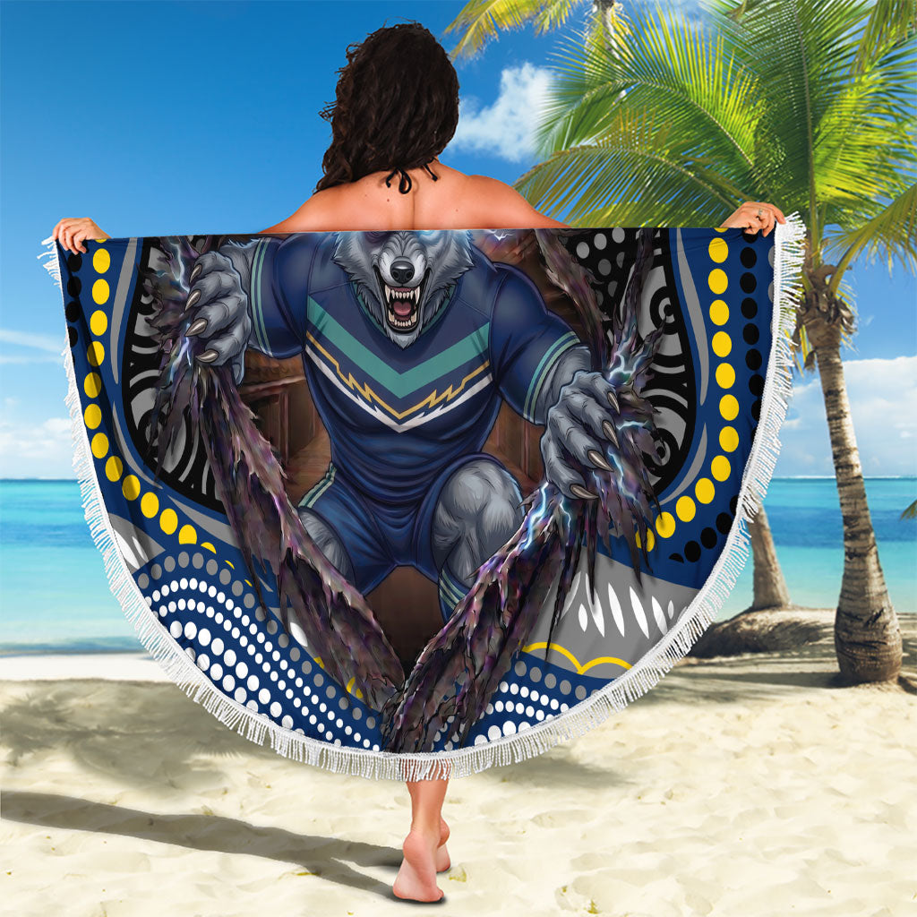 North Queensland Cowboys Beach Blanket The Scream of Lightning Eyes - Indigenous Dot Ripping Effect