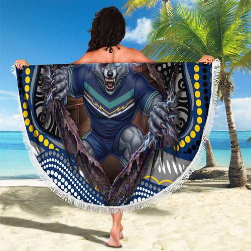 North Queensland Cowboys Beach Blanket The Scream of Lightning Eyes - Indigenous Dot Ripping Effect