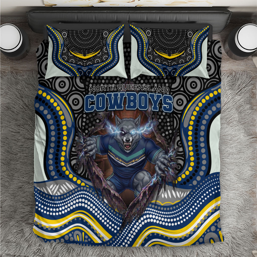 North Queensland Cowboys Bedding Set The Scream of Lightning Eyes - Indigenous Dot Ripping Effect