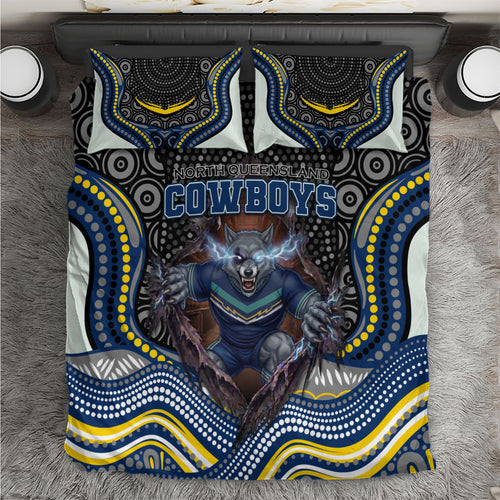 North Queensland Cowboys Bedding Set The Scream of Lightning Eyes - Indigenous Dot Ripping Effect