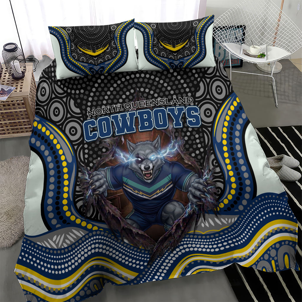 North Queensland Cowboys Bedding Set The Scream of Lightning Eyes - Indigenous Dot Ripping Effect