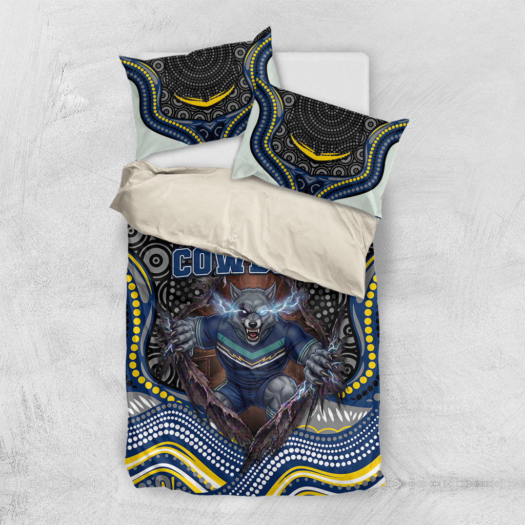 North Queensland Cowboys Bedding Set The Scream of Lightning Eyes - Indigenous Dot Ripping Effect