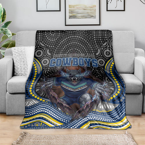North Queensland Cowboys Blanket The Scream of Lightning Eyes - Indigenous Dot Ripping Effect