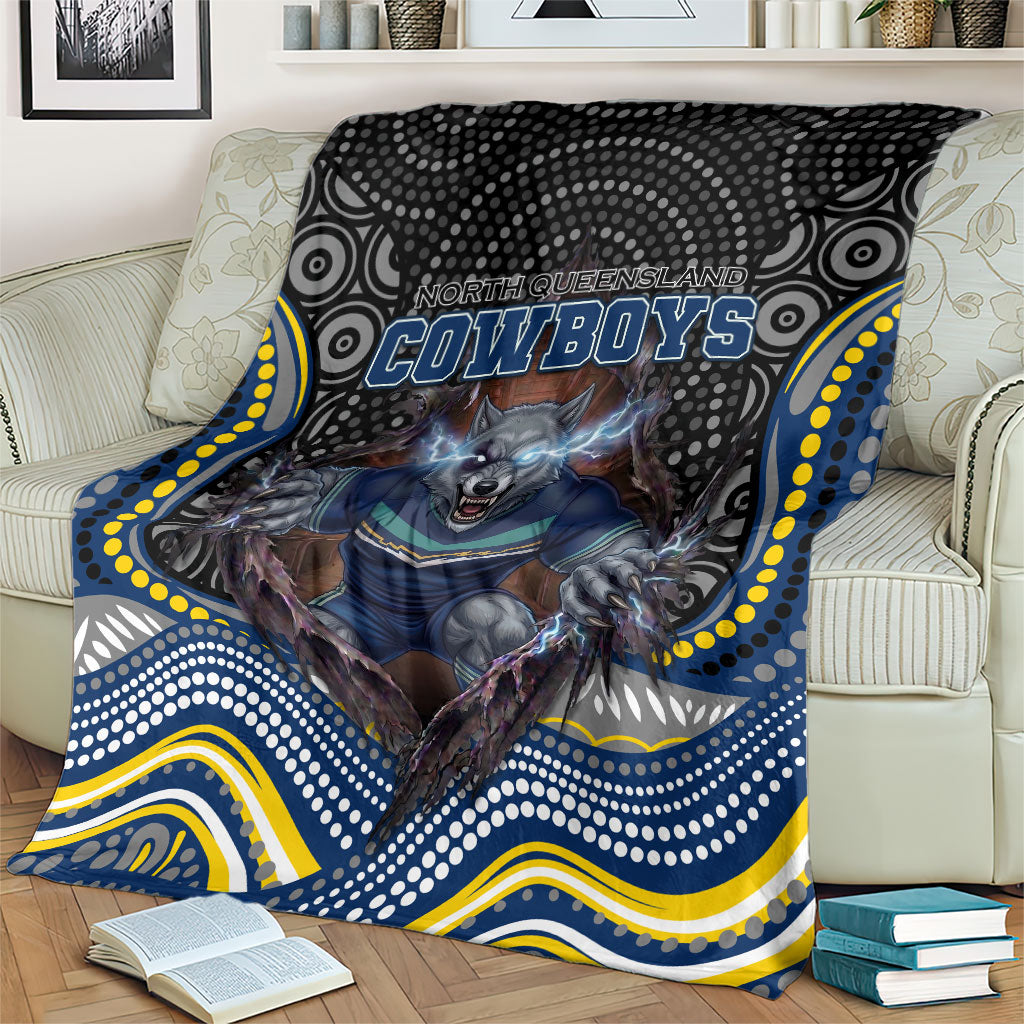 North Queensland Cowboys Blanket The Scream of Lightning Eyes - Indigenous Dot Ripping Effect