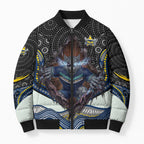 North Queensland Cowboys Bomber Puffer Jacket The Scream of Lightning Eyes - Indigenous Dot Ripping Effect