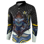 North Queensland Cowboys Button Sweatshirt The Scream of Lightning Eyes - Indigenous Dot Ripping Effect