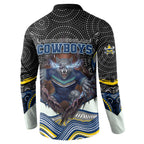 North Queensland Cowboys Button Sweatshirt The Scream of Lightning Eyes - Indigenous Dot Ripping Effect