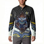 North Queensland Cowboys Button Sweatshirt The Scream of Lightning Eyes - Indigenous Dot Ripping Effect