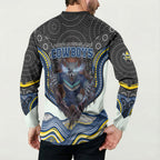 North Queensland Cowboys Button Sweatshirt The Scream of Lightning Eyes - Indigenous Dot Ripping Effect