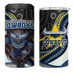 North Queensland Cowboys 4 in 1 Can Cooler Tumbler The Scream of Lightning Eyes - Indigenous Dot Ripping Effect