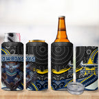 North Queensland Cowboys 4 in 1 Can Cooler Tumbler The Scream of Lightning Eyes - Indigenous Dot Ripping Effect
