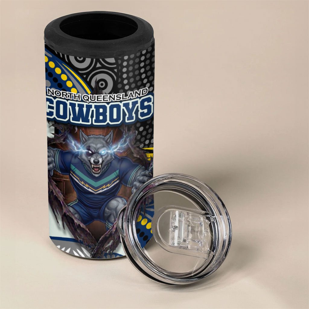 North Queensland Cowboys 4 in 1 Can Cooler Tumbler The Scream of Lightning Eyes - Indigenous Dot Ripping Effect