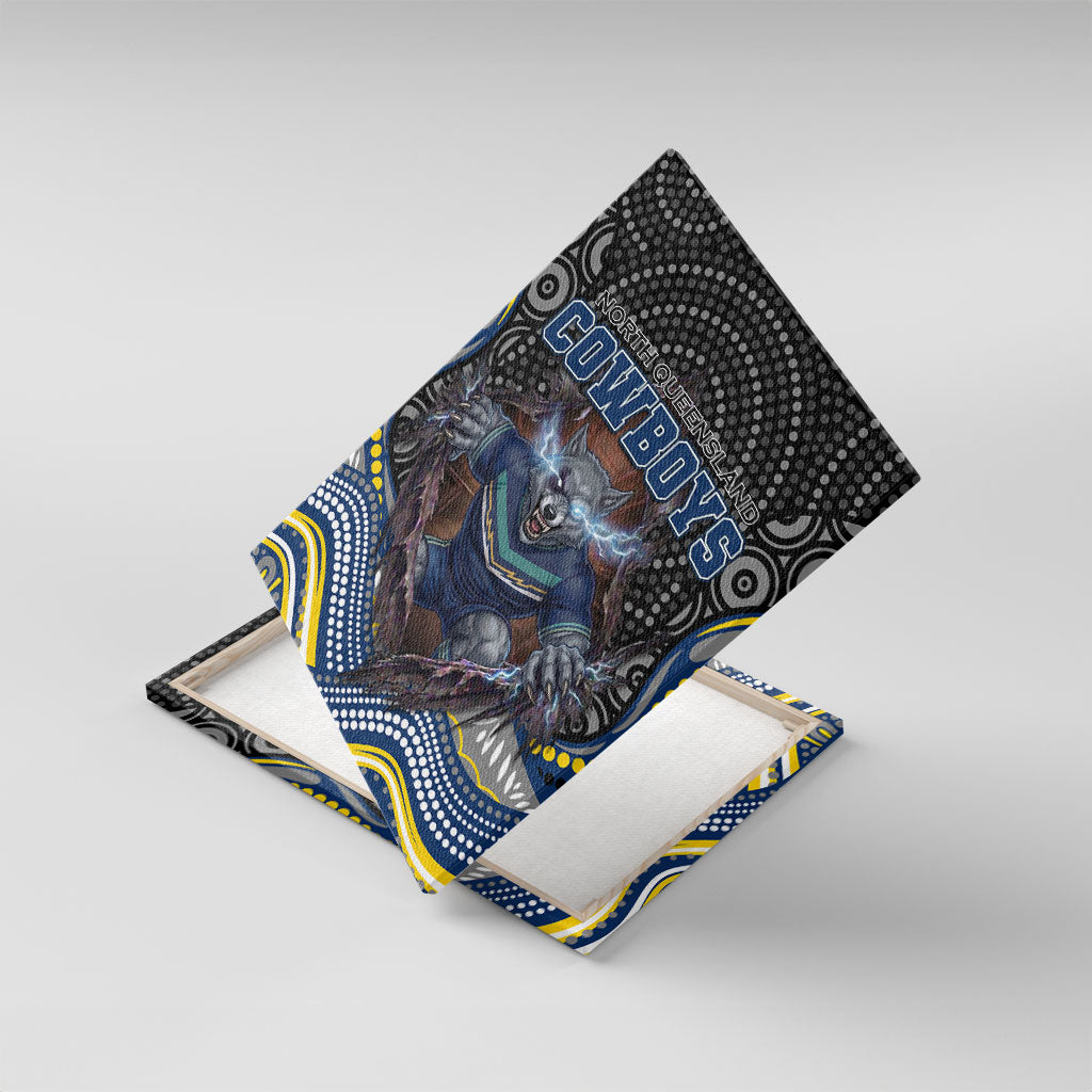 North Queensland Cowboys Canvas Wall Art The Scream of Lightning Eyes - Indigenous Dot Ripping Effect