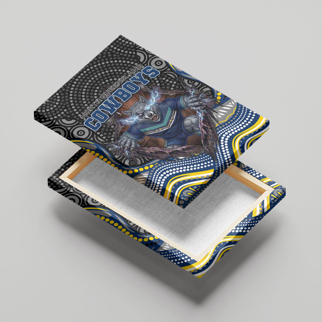 North Queensland Cowboys Canvas Wall Art The Scream of Lightning Eyes - Indigenous Dot Ripping Effect