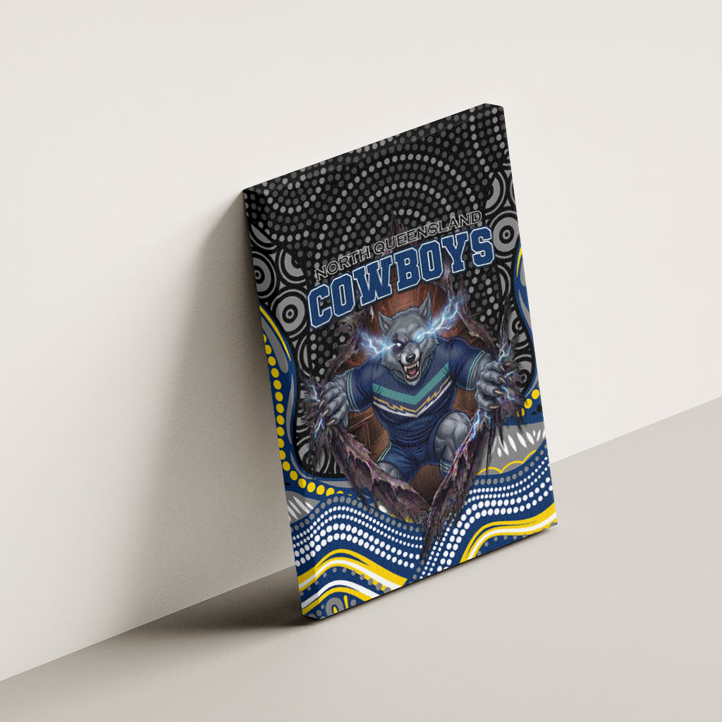 North Queensland Cowboys Canvas Wall Art The Scream of Lightning Eyes - Indigenous Dot Ripping Effect
